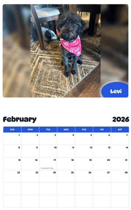 October 2025 - September 2026 Levi - Pawidols Pet Calendar