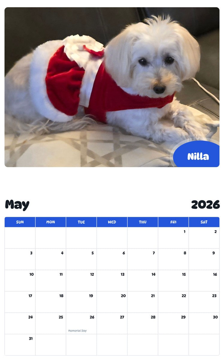 2026 - 2027 Nilla - Pawidols Pet Calendar