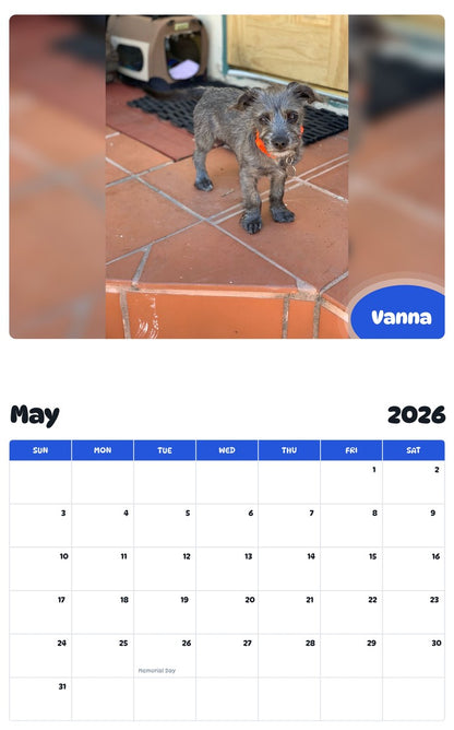 2026 - 2027 Vanna - Pawidols Pet Calendar