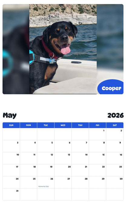2026 - 2027 Cooper - Pawidols Pet Calendar