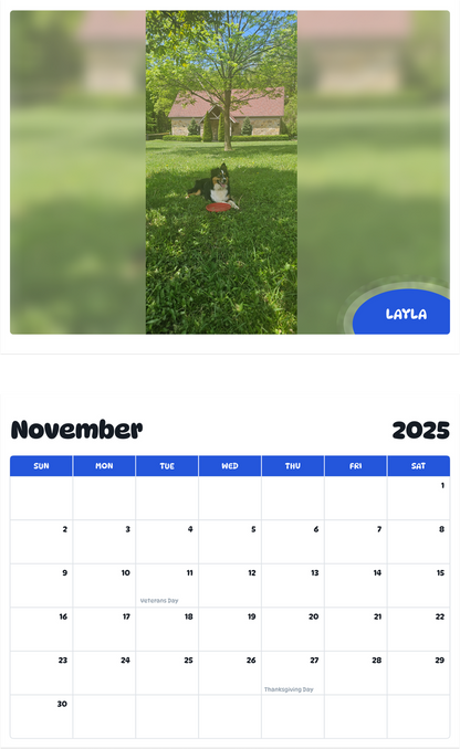 July 2025 - June 2026 Layla - Pawidols Pet Calendar