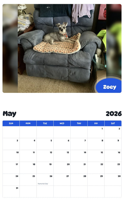 2026 - 2027 Zoey - Pawidols Pet Calendar