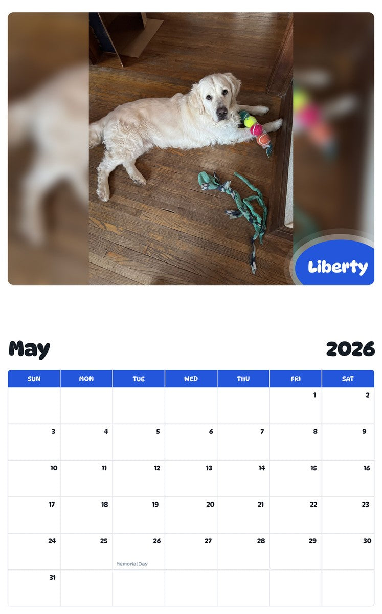 2026 - 2027 Liberty - Pawidols Pet Calendar