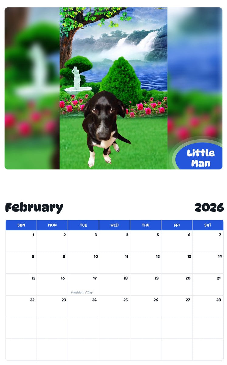 October 2025 - September 2026 Little Man - Pawidols Pet Calendar