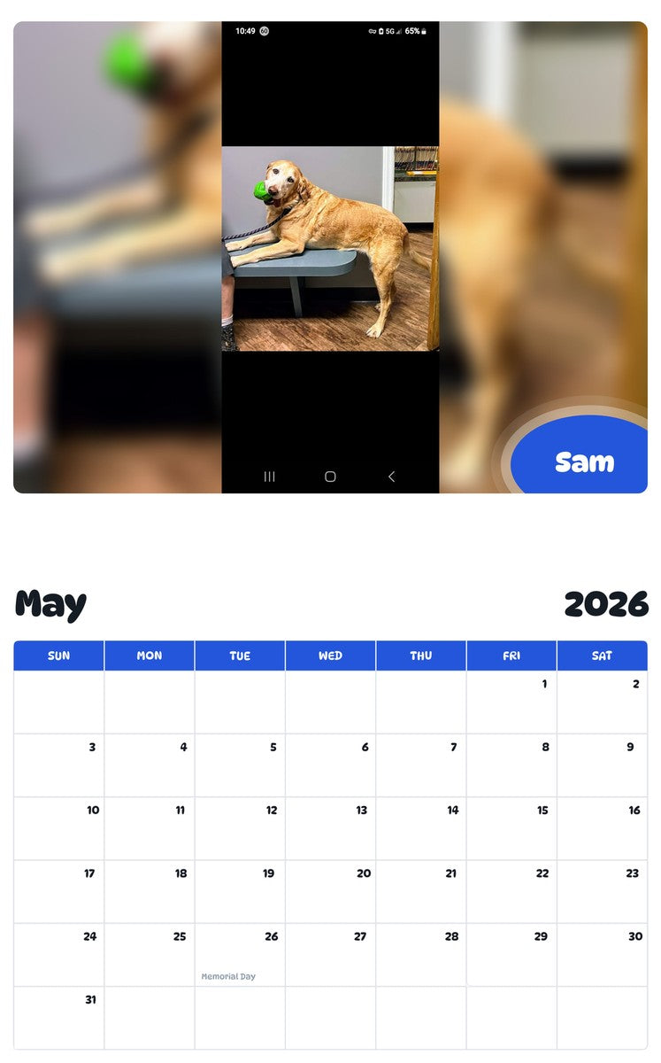 2026 - 2027 Sam - Pawidols Pet Calendar