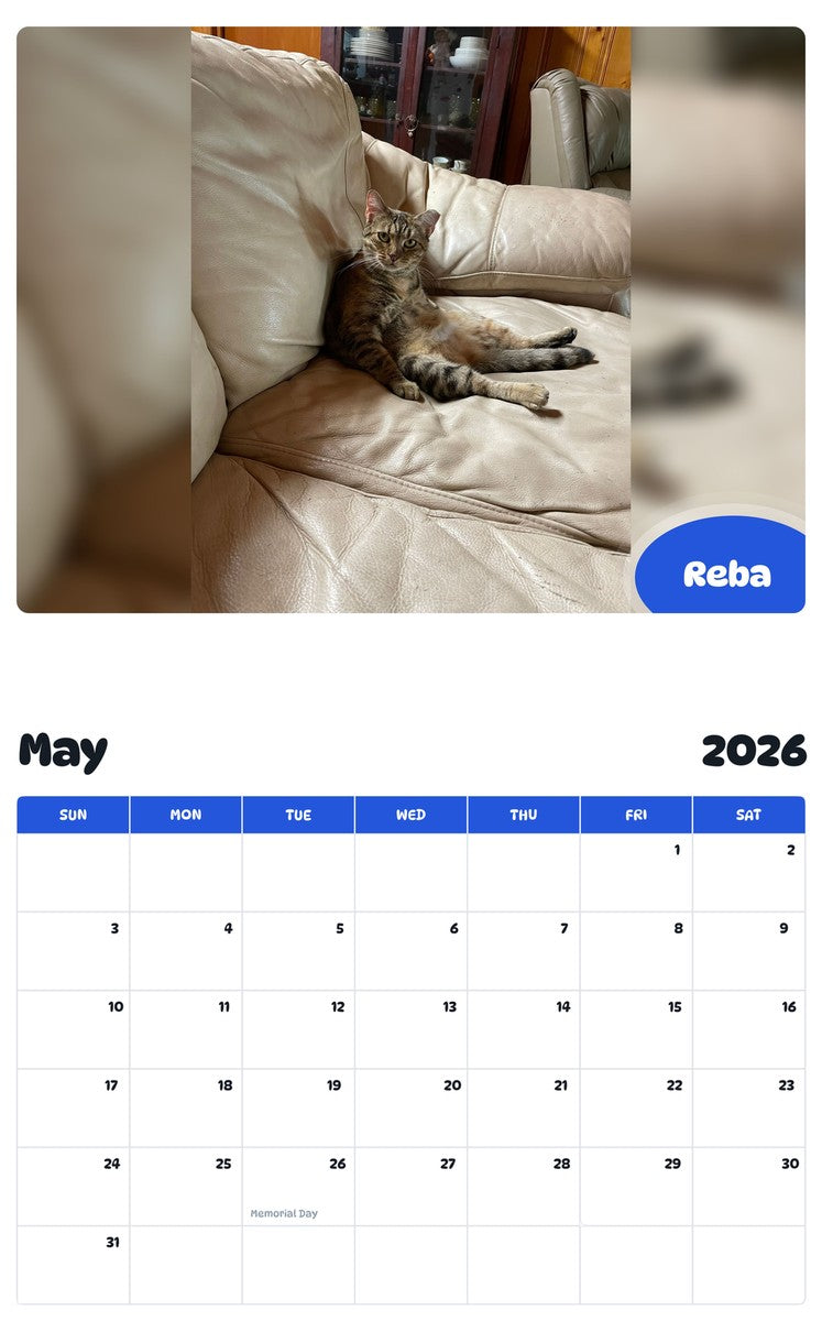 2026 - 2027 Reba - Pawidols Pet Calendar