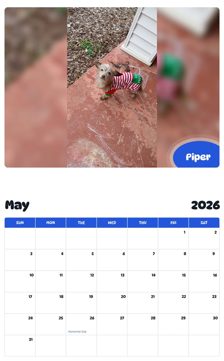 2026 - 2027 Piper - Pawidols Pet Calendar
