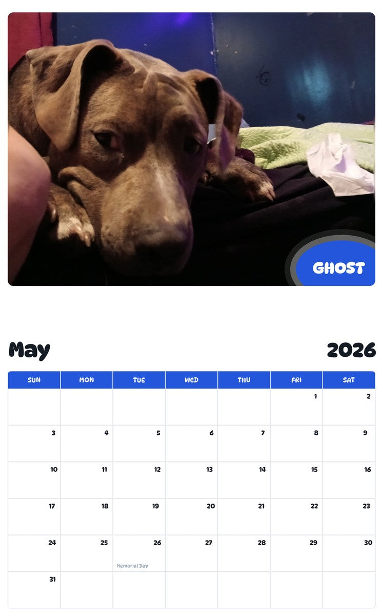 2026 - 2027 GHOST - Pawidols Pet Calendar