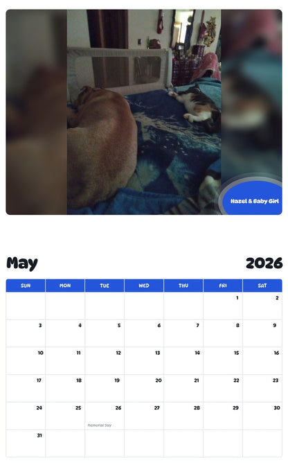 2026 - 2027 Hazel & Baby Girl - Pawidols Pet Calendar