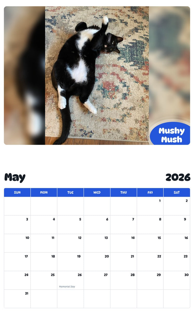 2026 - 2027 Mushy Mush - Pawidols Pet Calendar