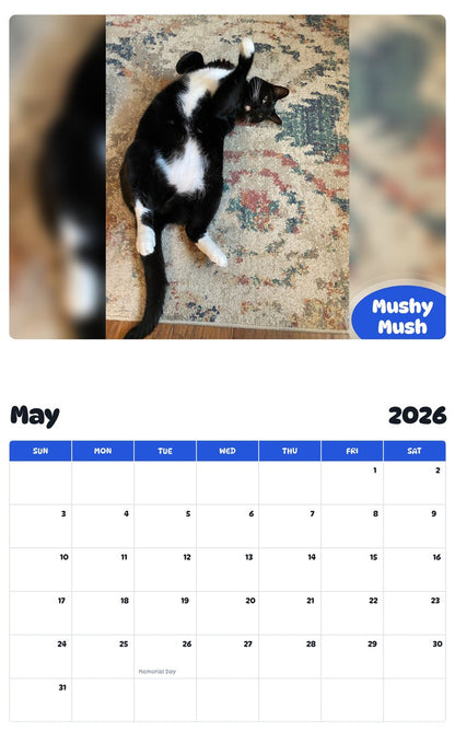 2026 - 2027 Mushy Mush - Pawidols Pet Calendar