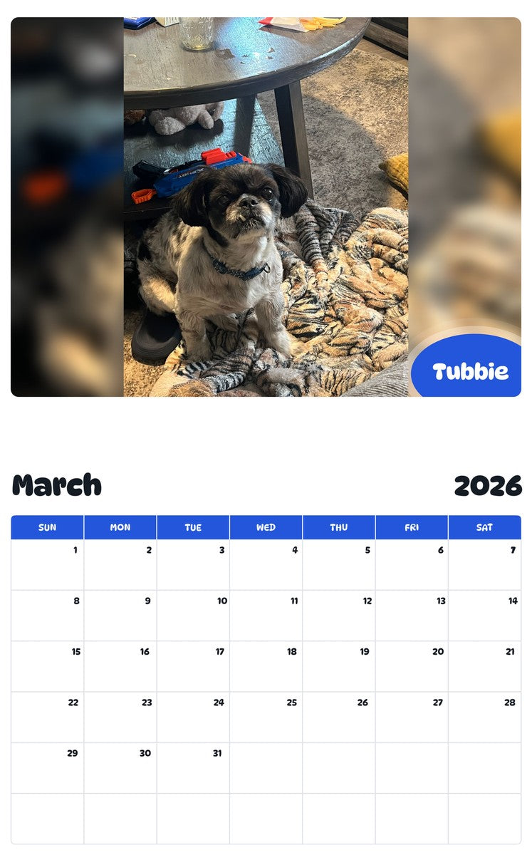 November 2025 - October 2026 Tubbie - Pawidols Pet Calendar