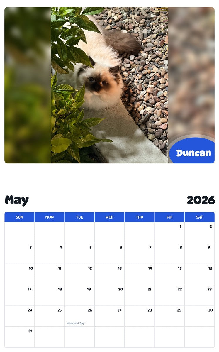 2026 - 2027 Duncan - Pawidols Pet Calendar