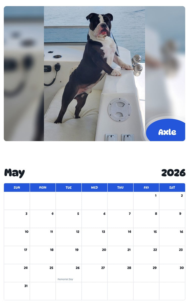2026 - 2027 Axle - Pawidols Pet Calendar