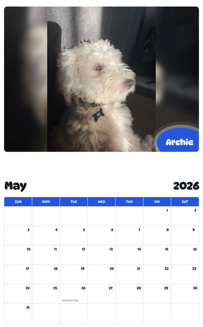 2026 - 2027 Archie - Pawidols Pet Calendar