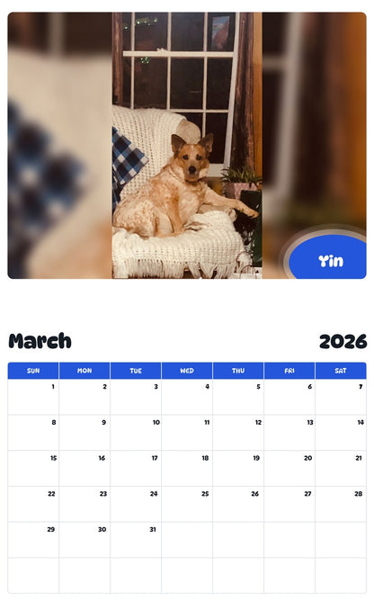 November 2025 - October 2026 Yin - Pawidols Pet Calendar