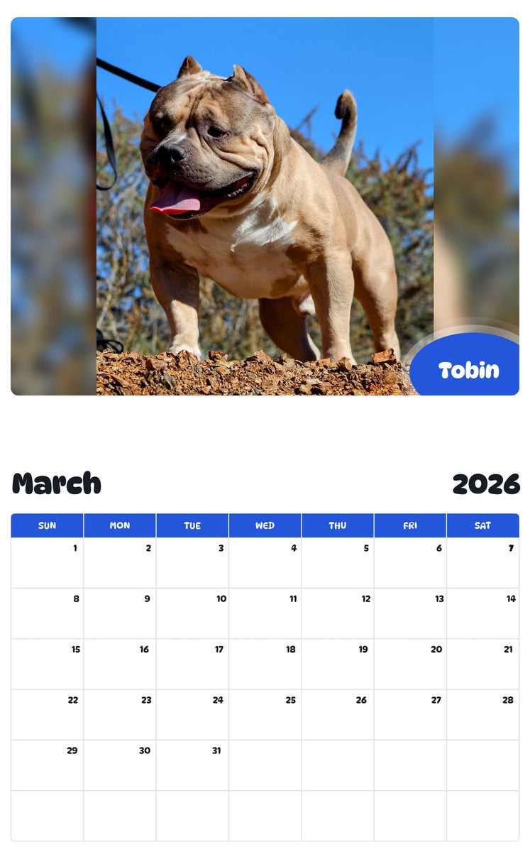 November 2025 - October 2026 Tobin - Pawidols Pet Calendar
