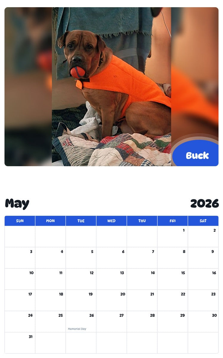 2026 - 2027 Buck - Pawidols Pet Calendar