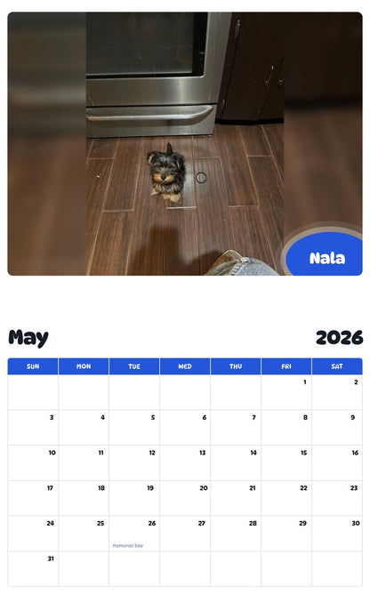 2026 - 2027 Nala - Pawidols Pet Calendar