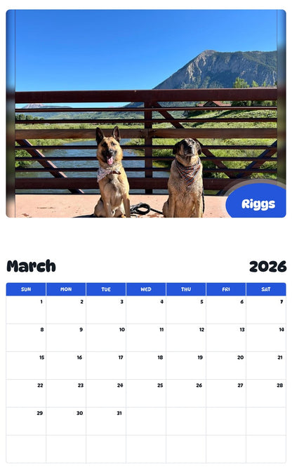 November 2025 - October 2026 Riggs - Pawidols Pet Calendar
