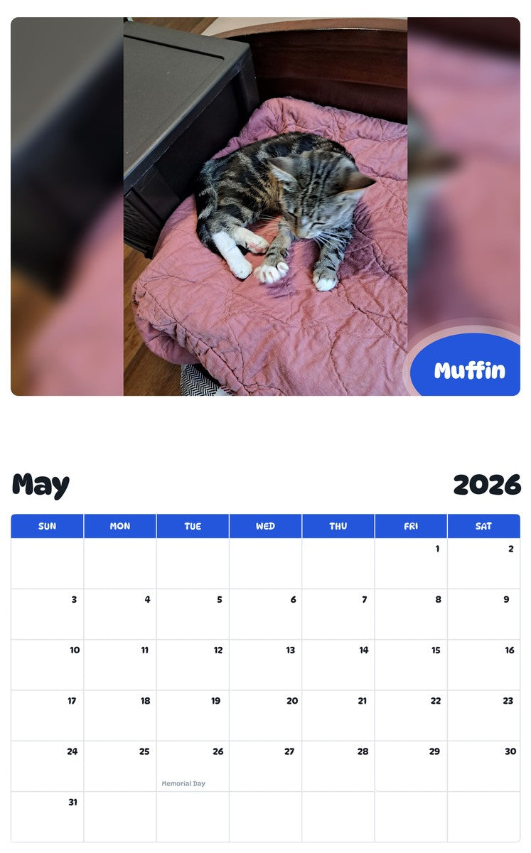 2026 - 2027 Muffin - Pawidols Pet Calendar