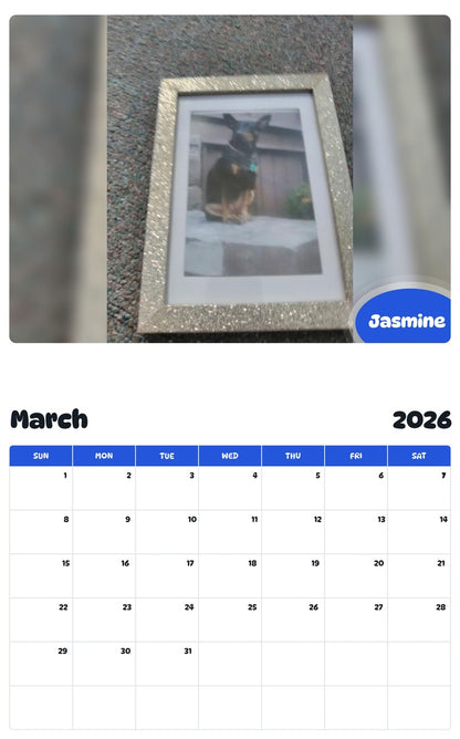 November 2025 - October 2026 Jasmine - Pawidols Pet Calendar