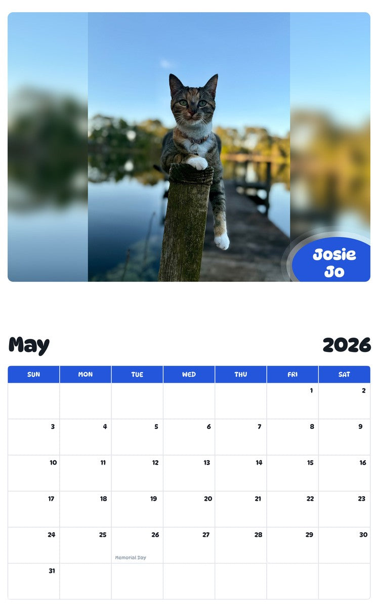 2026 - 2027 Josie Jo - Pawidols Pet Calendar