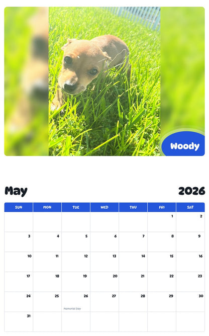 2026 - 2027 Woody - Pawidols Pet Calendar