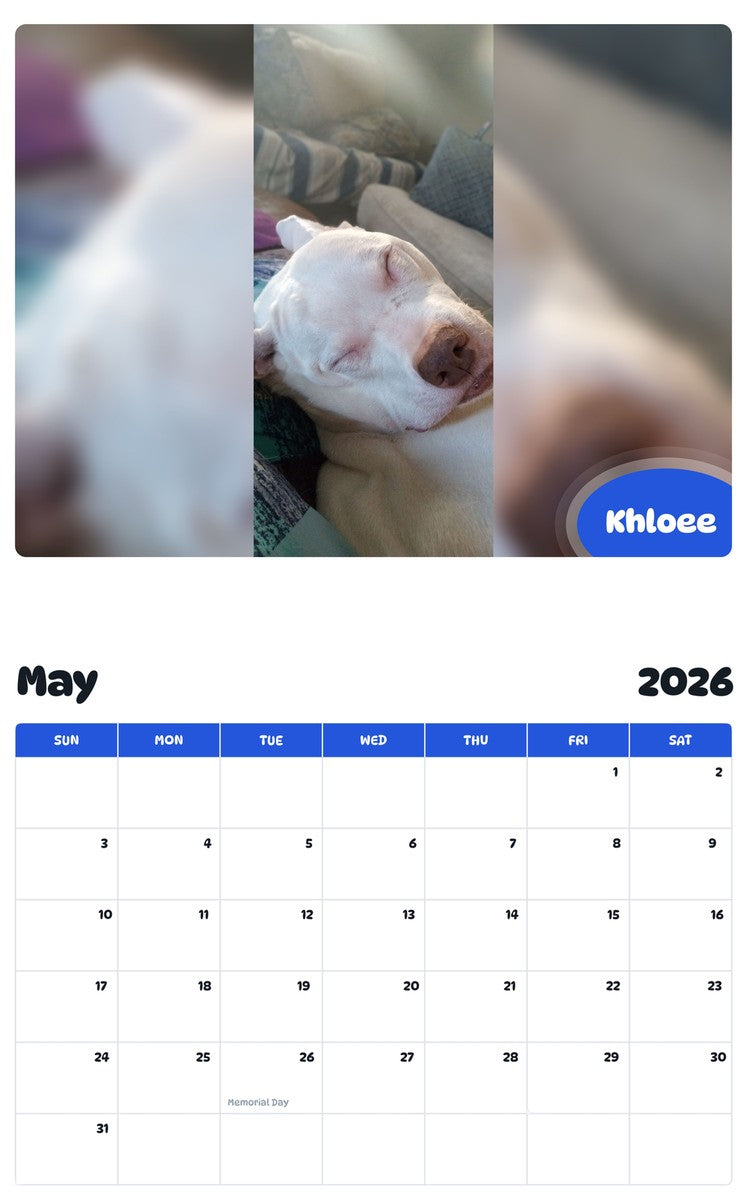 2026 - 2027 Khloee - Pawidols Pet Calendar
