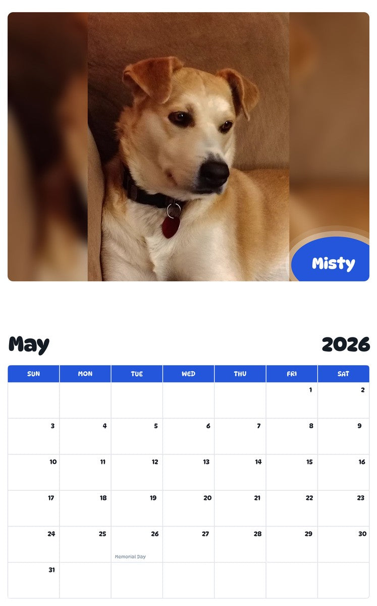 2026 - 2027 Misty - Pawidols Pet Calendar