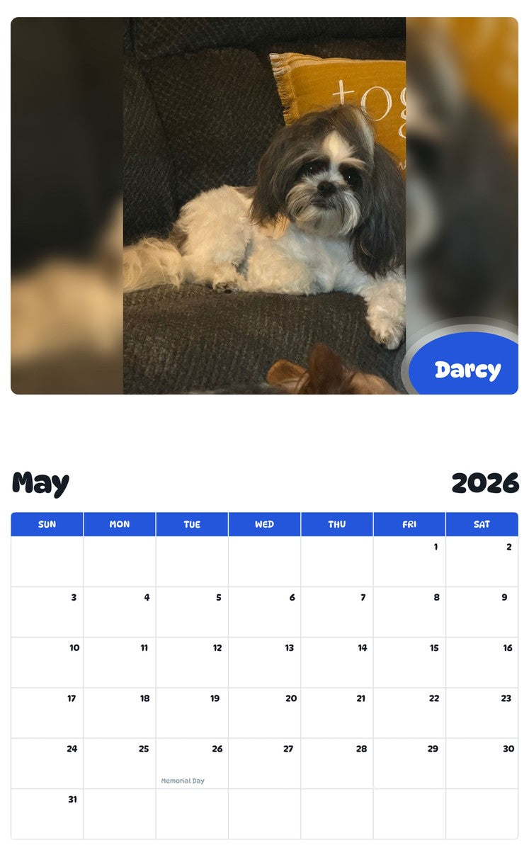 2026 - 2027 Darcy - Pawidols Pet Calendar