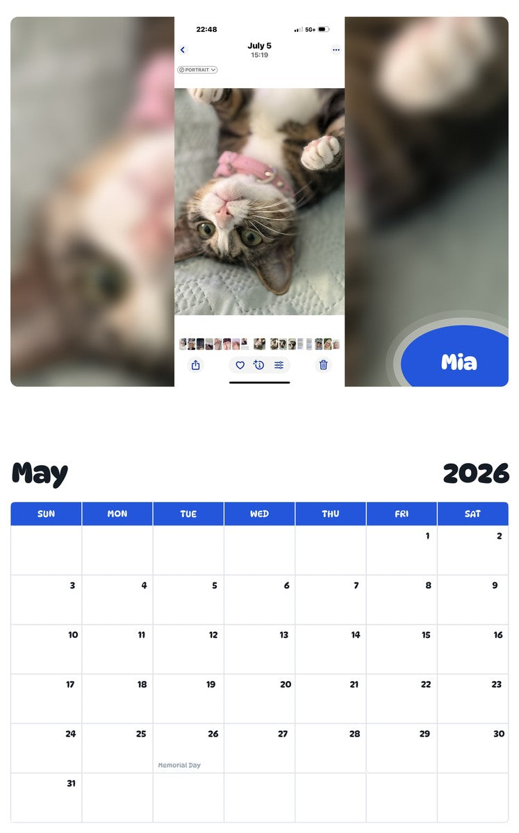 2026 - 2027 Mia - Pawidols Pet Calendar