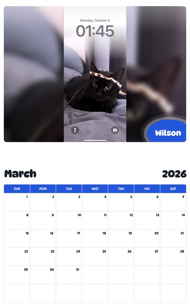 November 2025 - October 2026 Wilson - Pawidols Pet Calendar