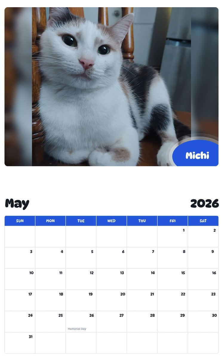 2026 - 2027 Michi - Pawidols Pet Calendar