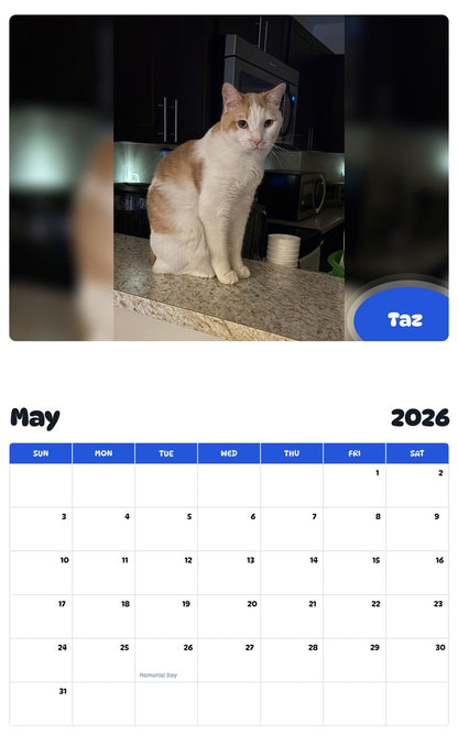 2026 - 2027 Taz - Pawidols Pet Calendar