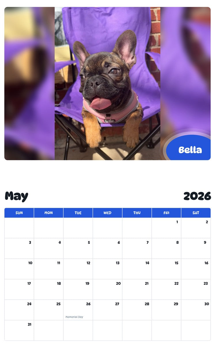 2026 - 2027 Bella - Pawidols Pet Calendar