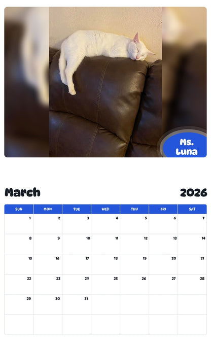 November 2025 - October 2026 Ms. Luna - Pawidols Pet Calendar