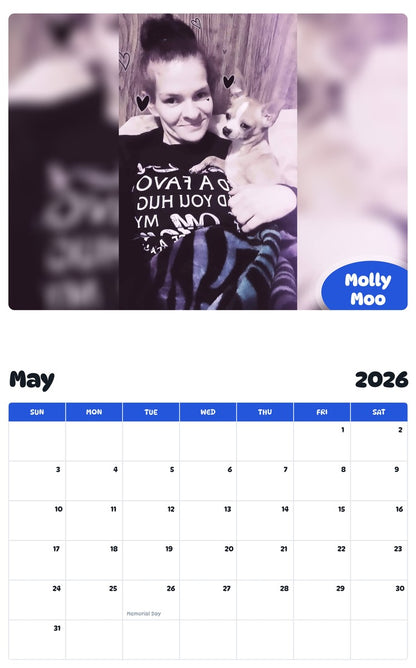 2026 - 2027 Molly Moo - Pawidols Pet Calendar