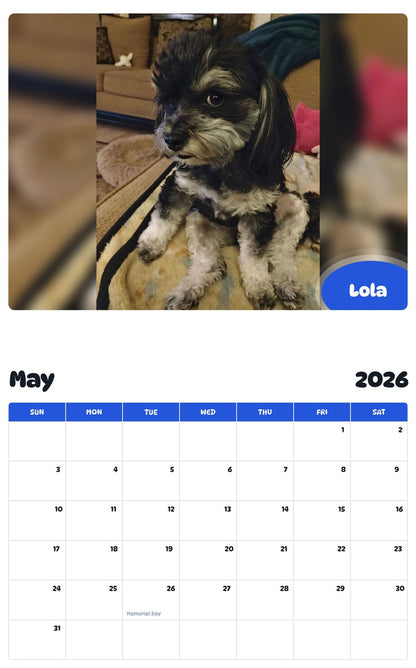 2026 - 2027 Lola - Pawidols Pet Calendar