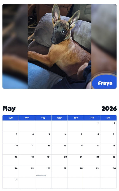 2026 - 2027 Fraya - Pawidols Pet Calendar