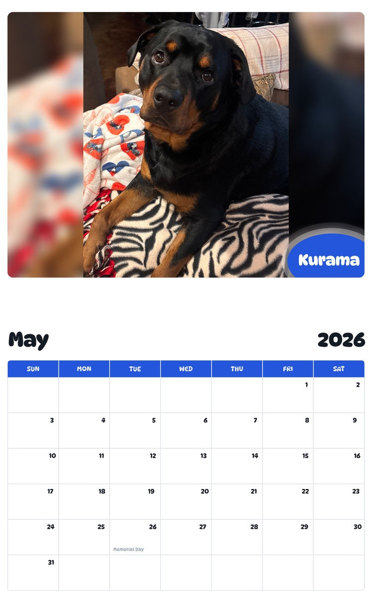 2026 - 2027 Kurama - Pawidols Pet Calendar