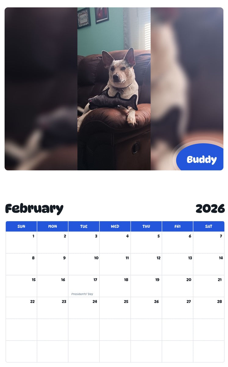 October 2025 - September 2026 Buddy - Pawidols Pet Calendar