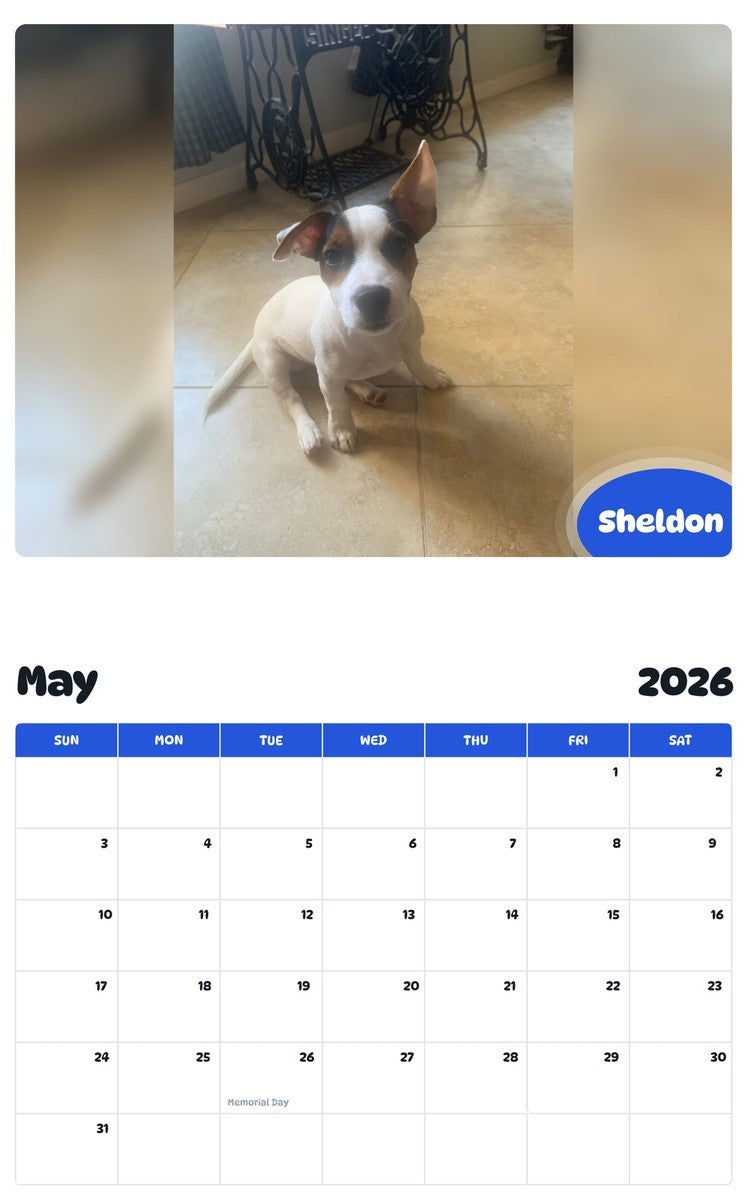 2026 - 2027 Sheldon - Pawidols Pet Calendar