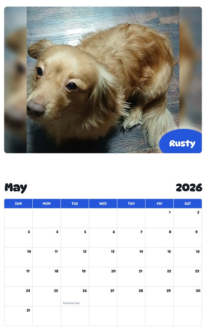 2026 - 2027 Rusty - Pawidols Pet Calendar