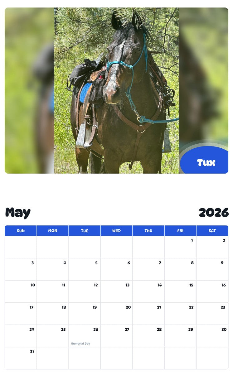 2026 - 2027 Tux - Pawidols Pet Calendar