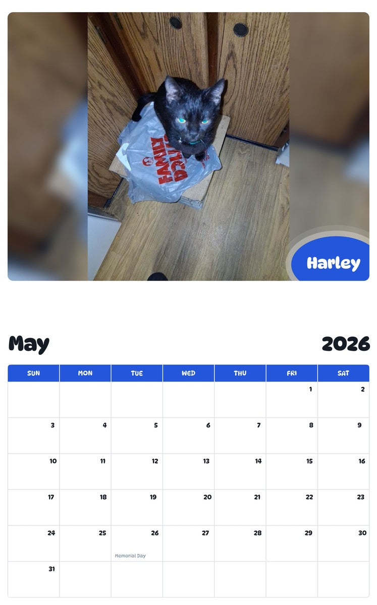 2026 - 2027 Harley - Pawidols Pet Calendar