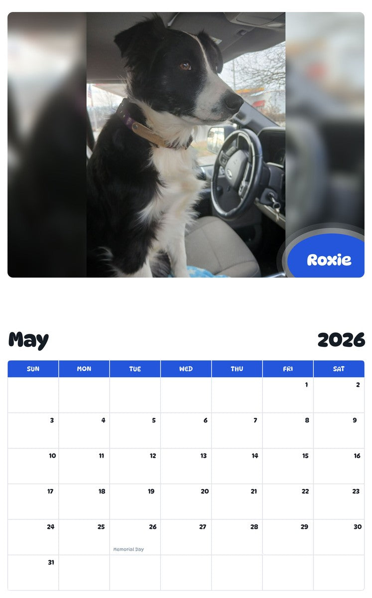 2026 - 2027 Roxie - Pawidols Pet Calendar