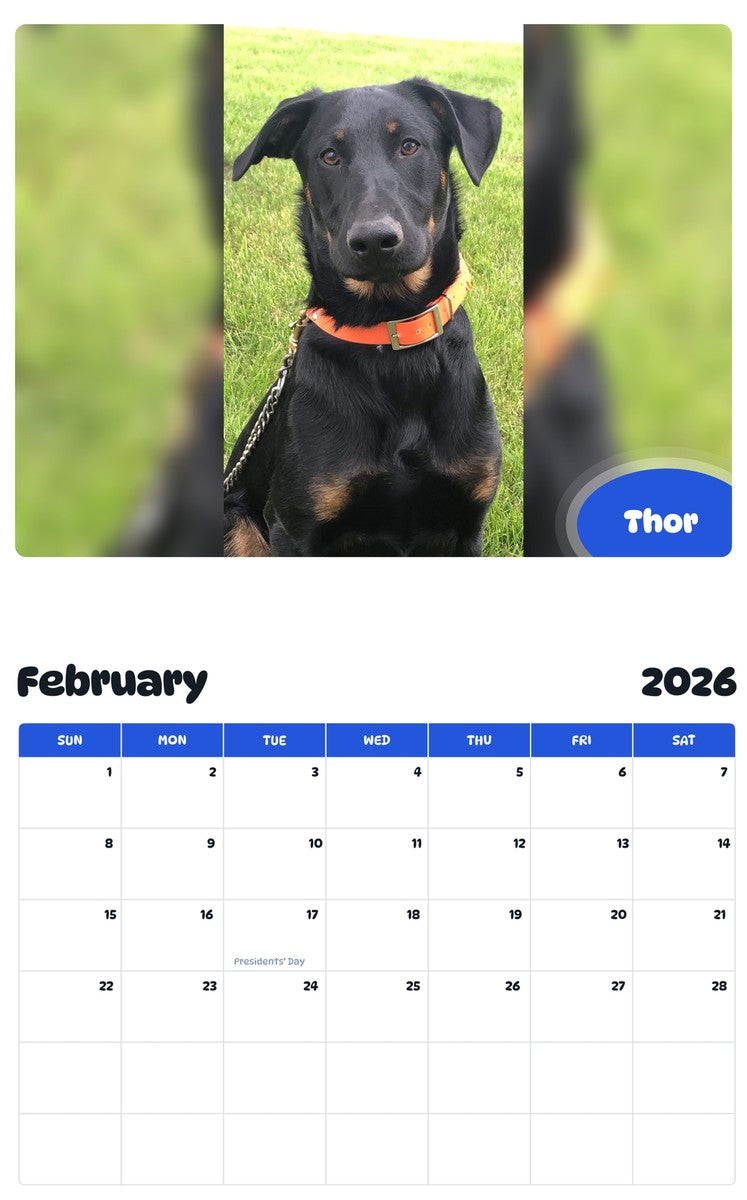 October 2025 - September 2026 Thor - Pawidols Pet Calendar