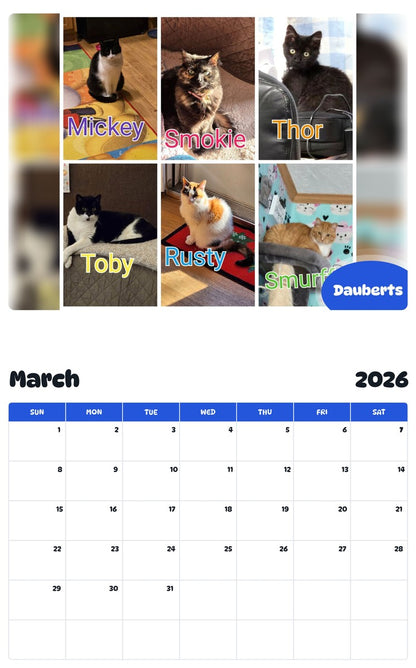 November 2025 - October 2026 Dauberts - Pawidols Pet Calendar