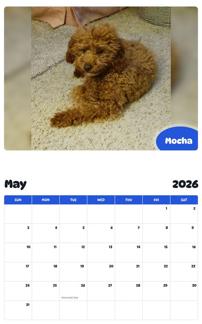 2026 - 2027 Mocha - Pawidols Pet Calendar